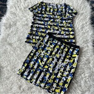 Peter Pilotto Target Abstract Floral Pencil Skirt Top/Shirt/Blouse Set Sz S/8